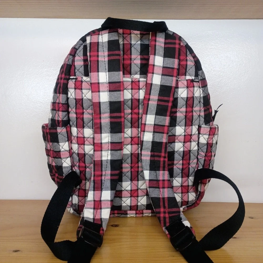 Vera Bradley Women's Cotton Small Backpack Mini Backpack Fireplace Plaid Quilted